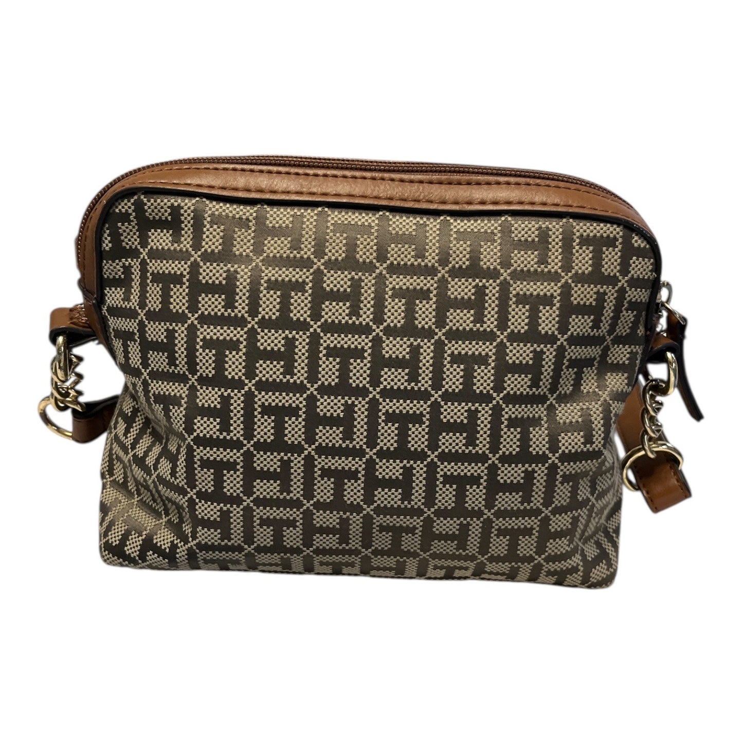 Tommy Hilfiger Crossbody Bag – Monogram Print, Brown Trim
