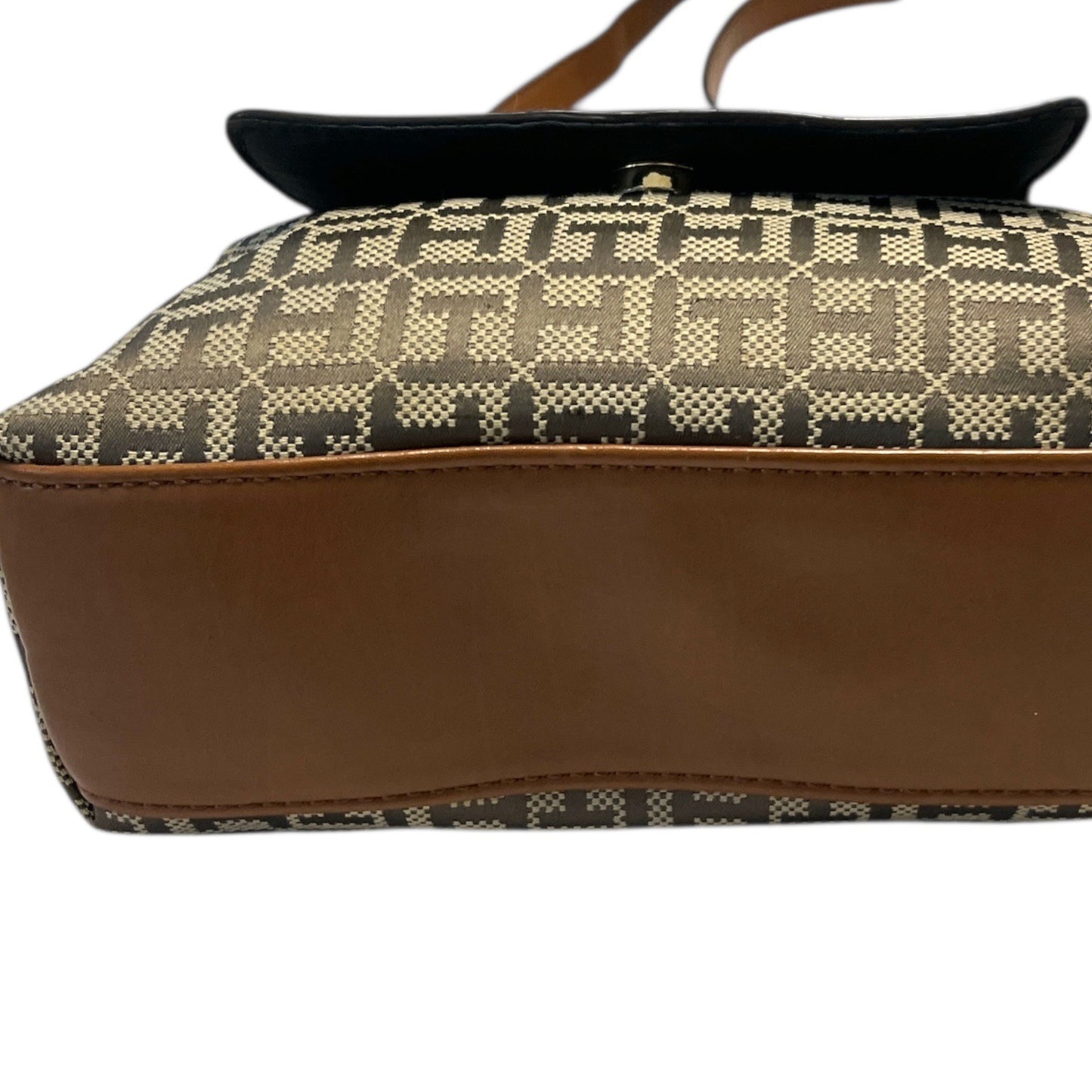 Tommy Hilfiger Crossbody Bag – Monogram Print, Brown Trim