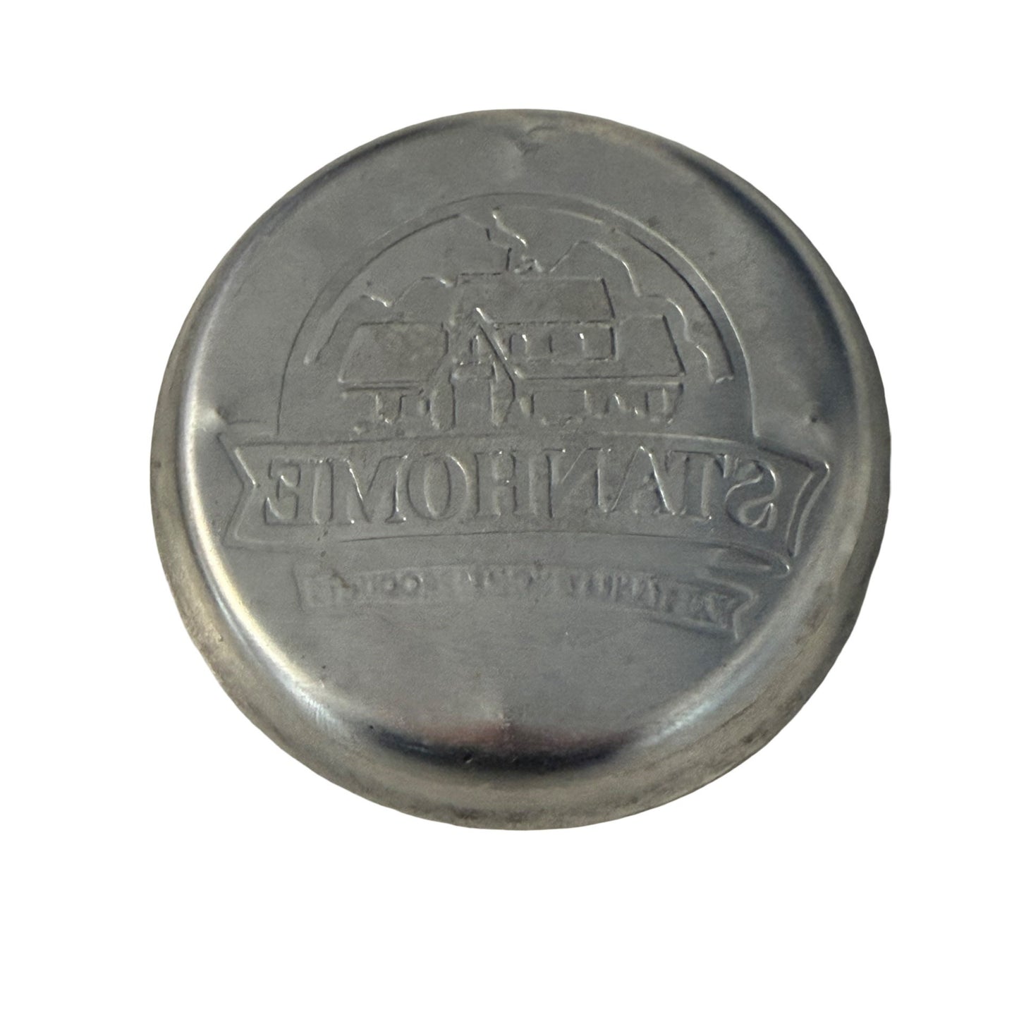 Vintage Stanhome Aluminum Advertising Coasters Trinket Dishes Set of 2 Mini Pie Tins