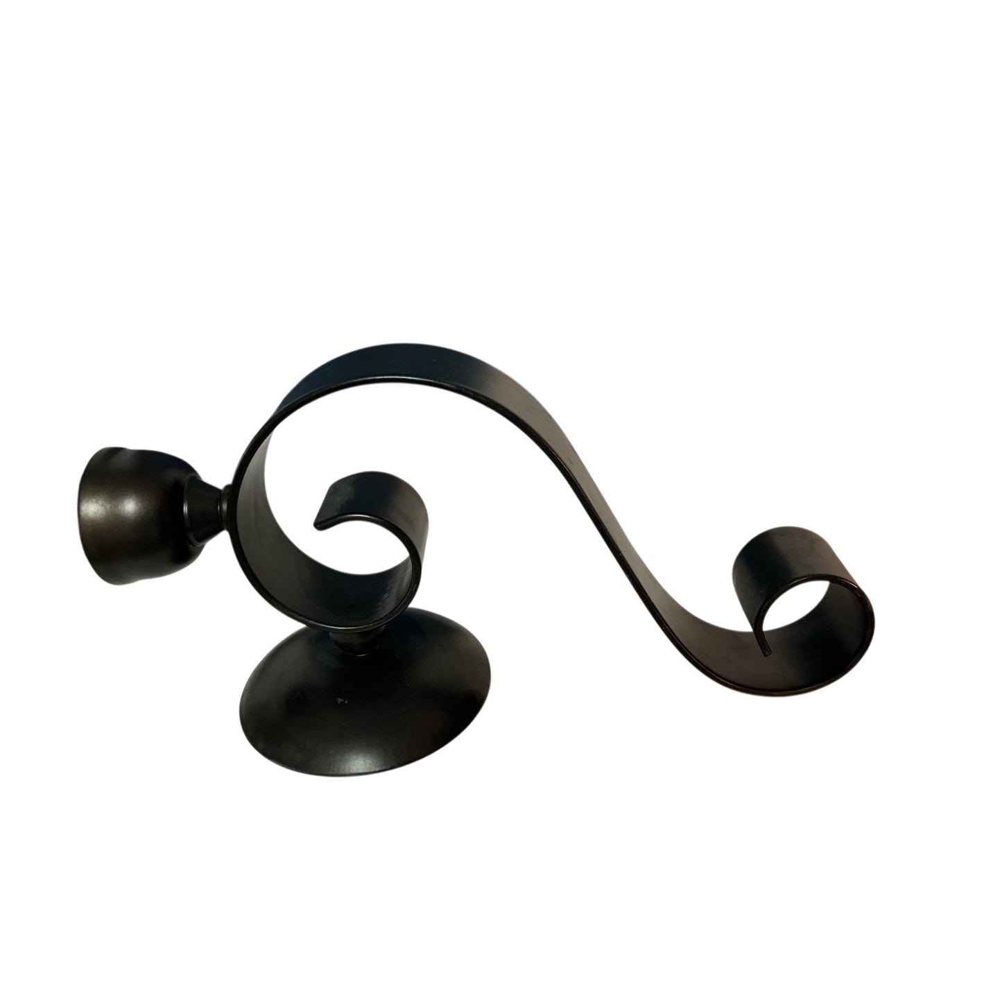 Vintage Dark Bronze Metal Scroll Wall Sconce Candle Holder