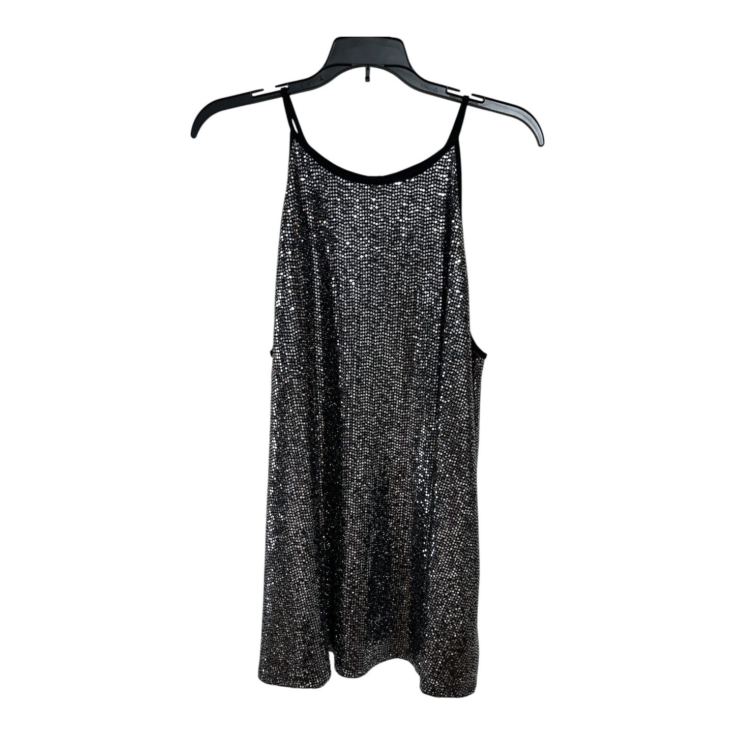 Torrid Women’s Plus Size 2 Black Silver Metallic Tank Top Keyhole Back Party Blouse