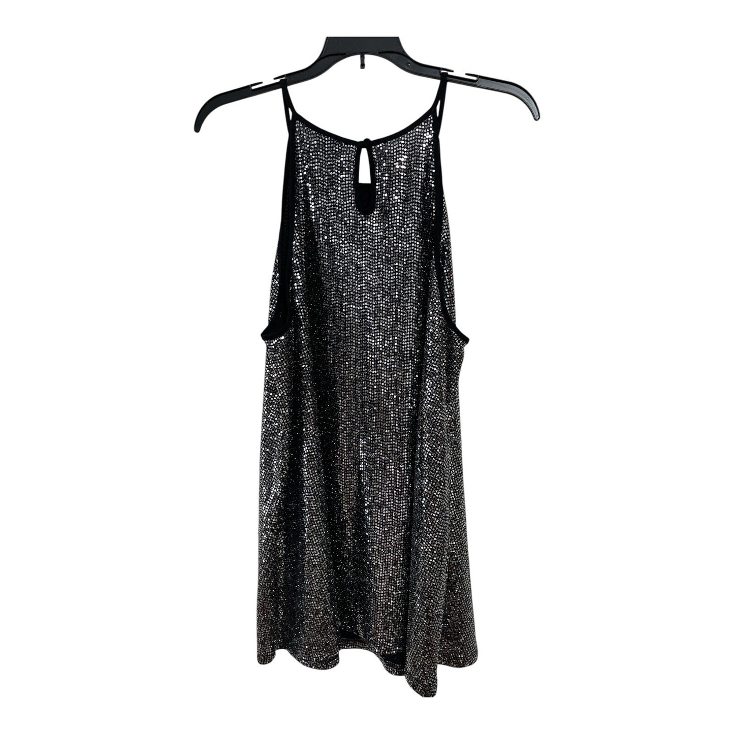 Torrid Women’s Plus Size 2 Black Silver Metallic Tank Top Keyhole Back Party Blouse