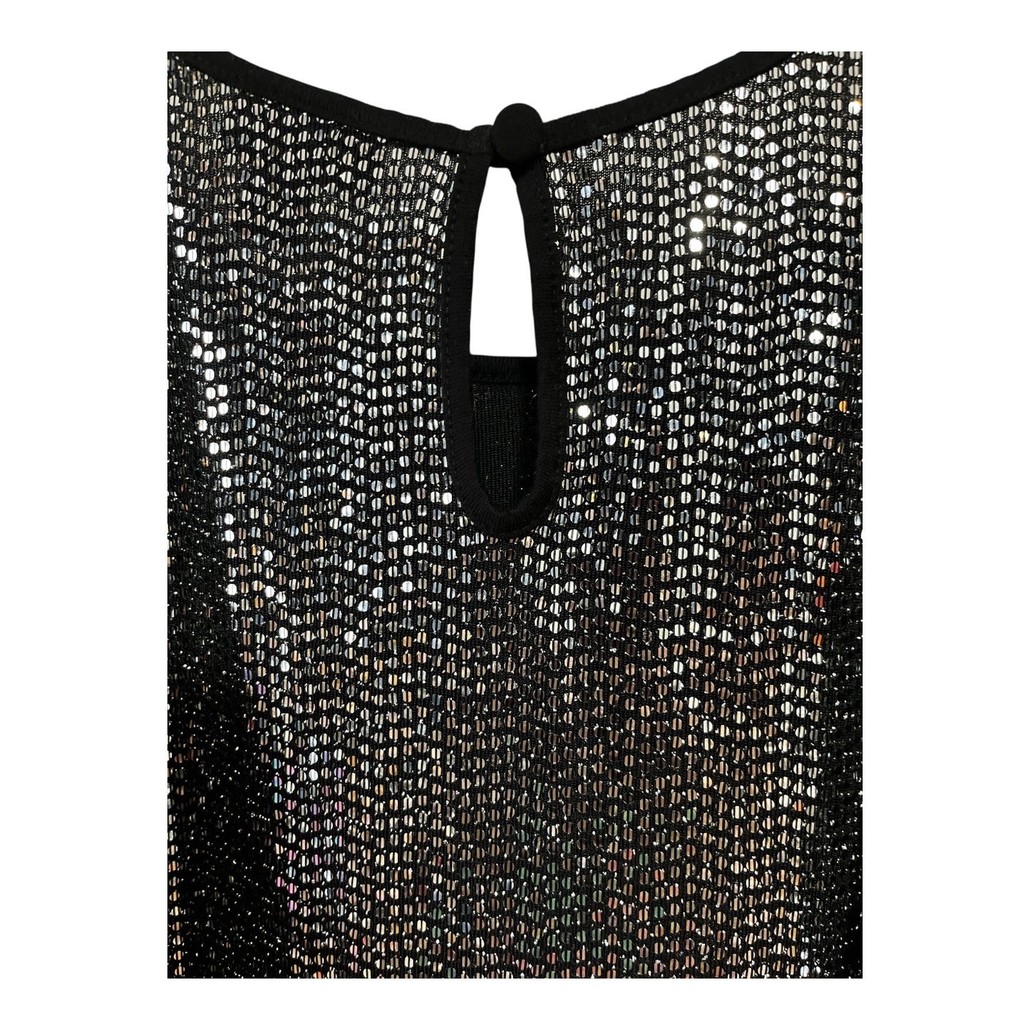 Torrid Women’s Plus Size 2 Black Silver Metallic Tank Top Keyhole Back Party Blouse