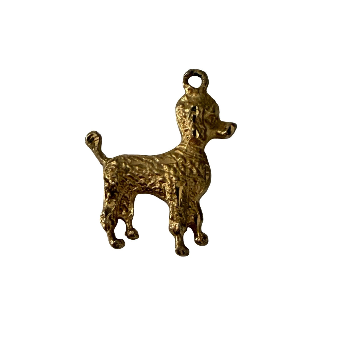 Vintage 1950s Gold Tone Poodle Dog Charm Pendant Enamel Accents
