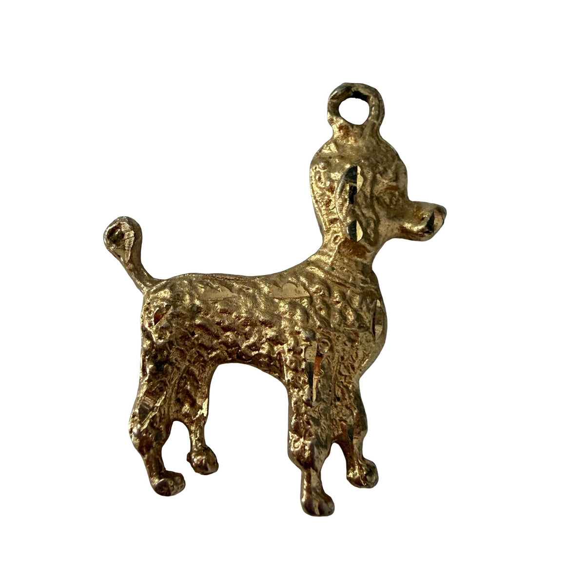 Vintage 1950s Gold Tone Poodle Dog Charm Pendant Enamel Accents