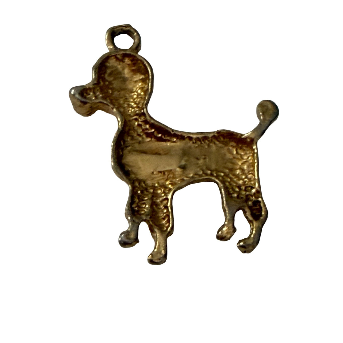 Vintage 1950s Gold Tone Poodle Dog Charm Pendant Enamel Accents