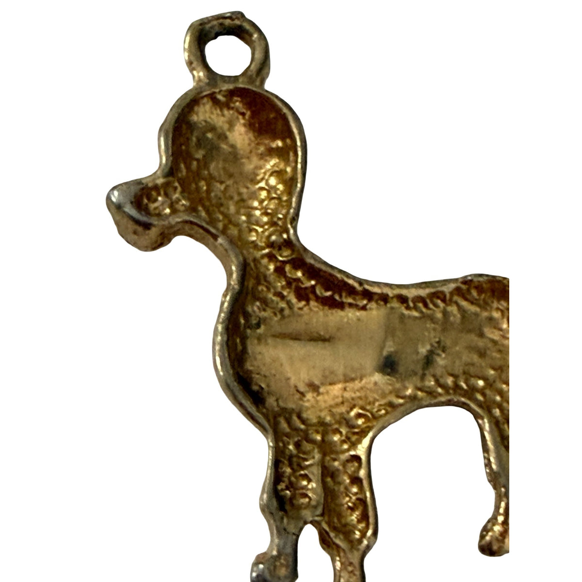 Vintage 1950s Gold Tone Poodle Dog Charm Pendant Enamel Accents
