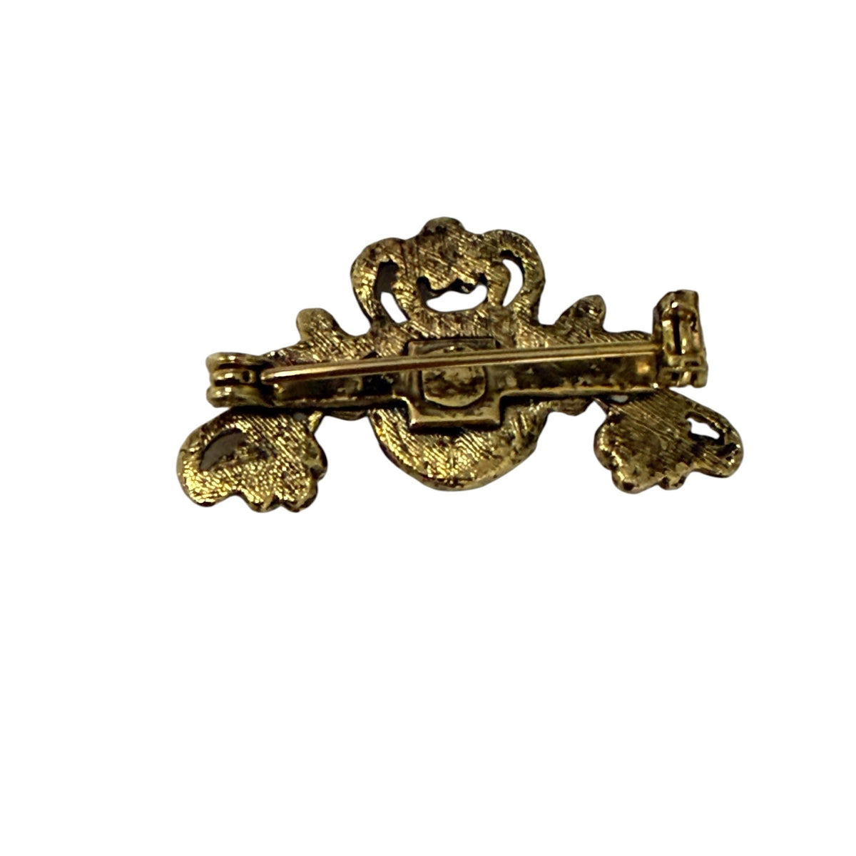 Vintage Pink Porcelain Rose Brooch Gold Tone Filigree Faux Pearl Victorian Revival 1.25 Inch