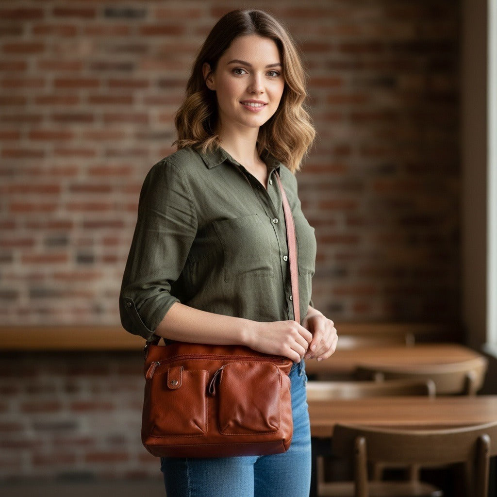 Vintage Relic Rust Brown Crossbody Purse Vegan Leather Y2K Early 2000s