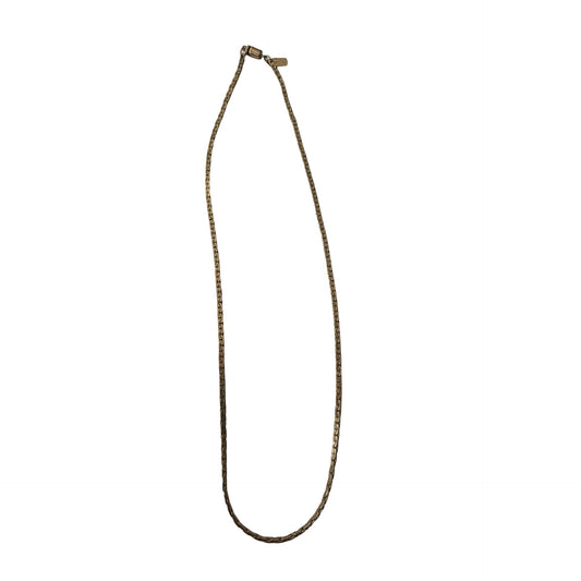 Vintage Act II Gold Tone Flat Curb Chain Choker Necklace 14 Inch