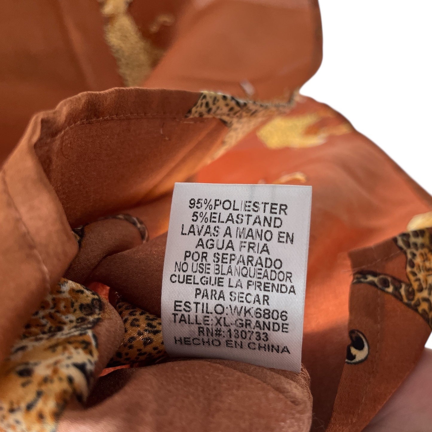 r2 Women’s XL Brown Satin Animal Print Button-Front Shirt – Cheetah Pattern – NWT