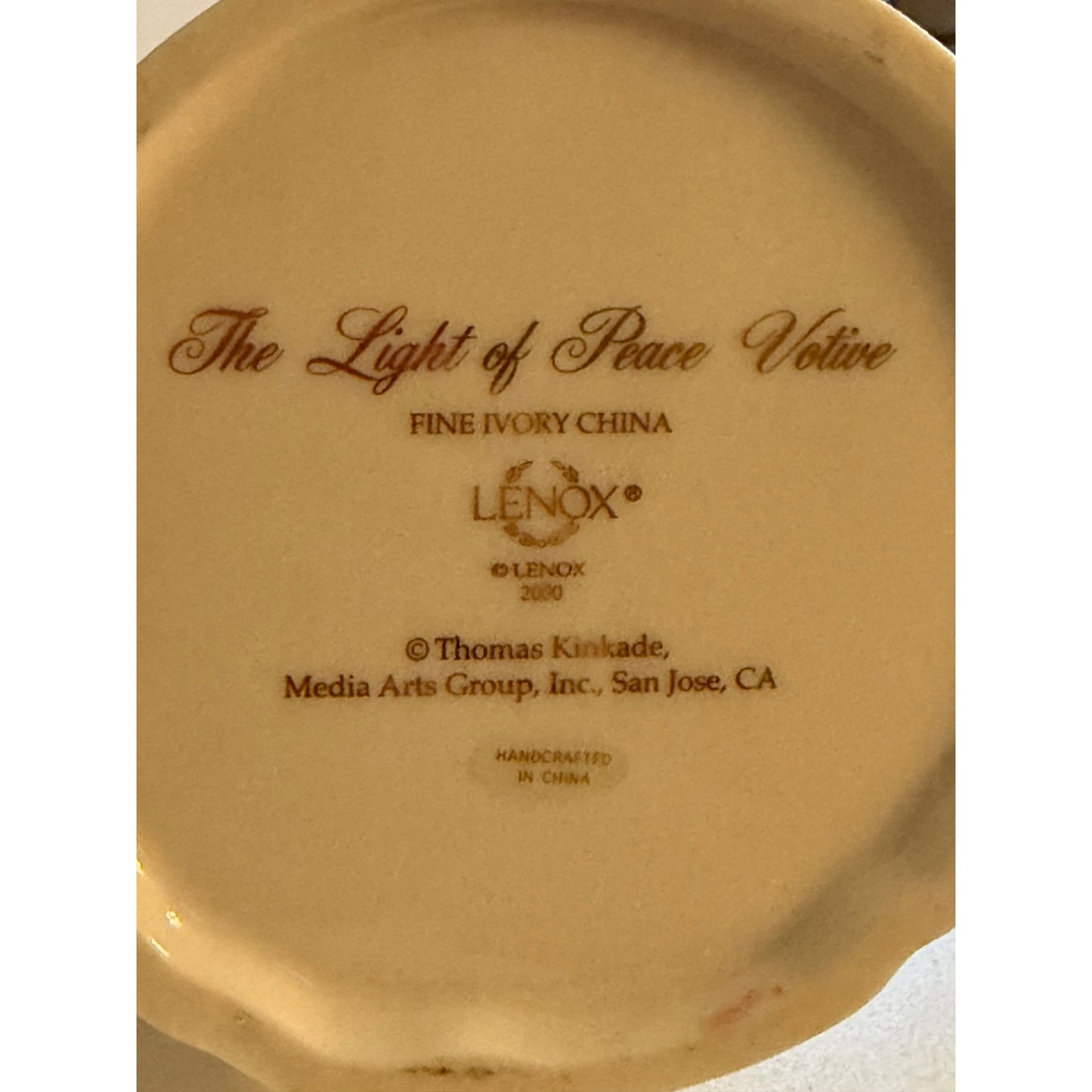Lenox Thomas Kinkade The Light of Peace Votive Fine Ivory China Lighthouse Candle Holder 2000