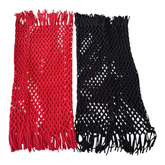 Set of 2 Aeropostale Knit Mesh Tube Scarves – Reddish/Pink & Dark Blue – 34 x 17 in – Fringe Edge