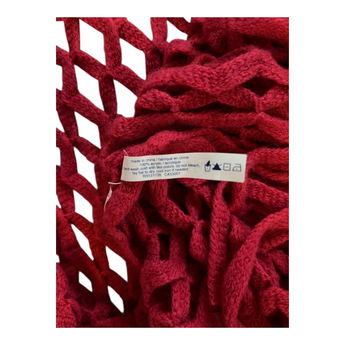 Set of 2 Aeropostale Knit Mesh Tube Scarves – Reddish/Pink & Dark Blue – 34 x 17 in – Fringe Edge