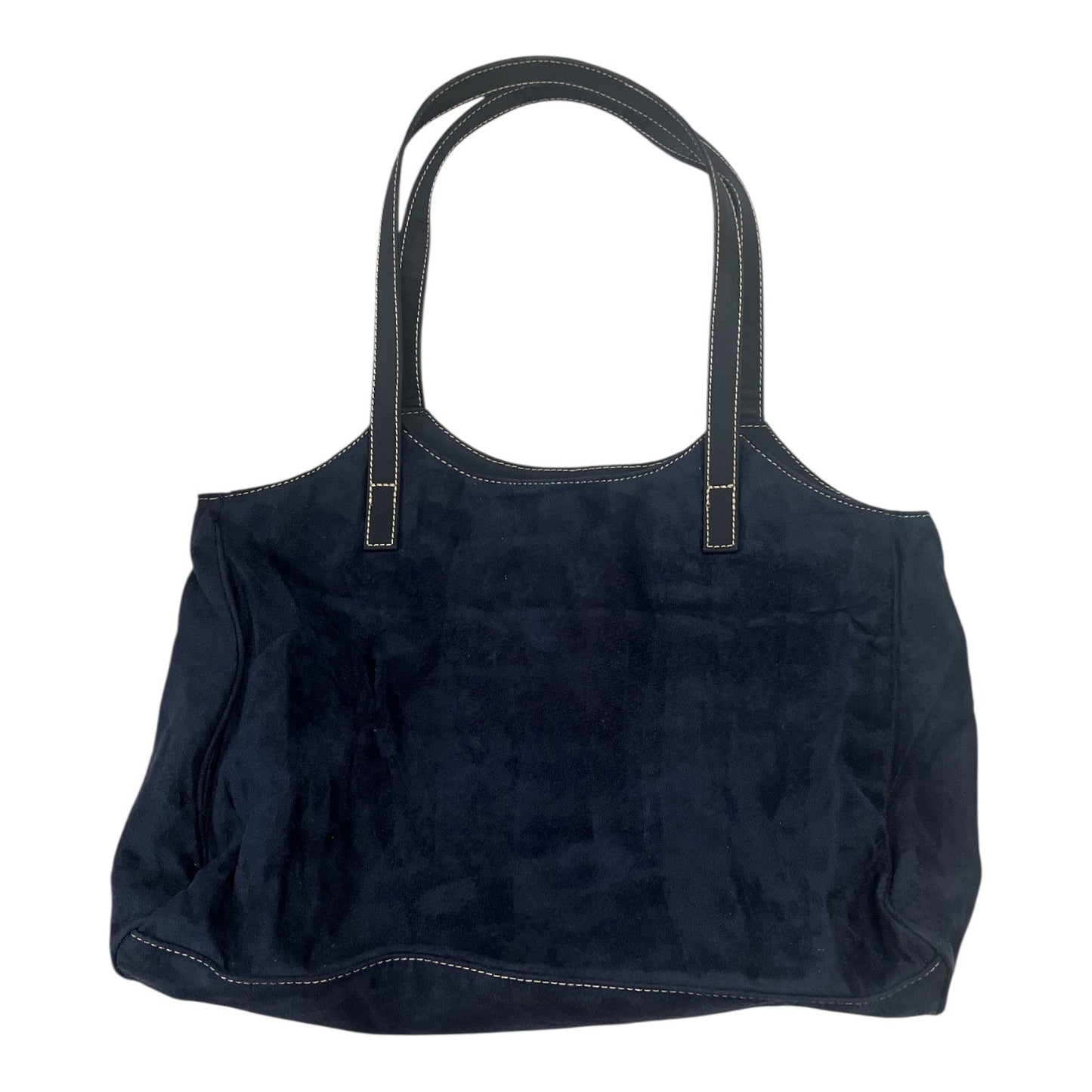 Vintage Lancôme Navy Faux Suede Tote Bag – Buckle Accent – 12" x 16" – Gift with Purchase