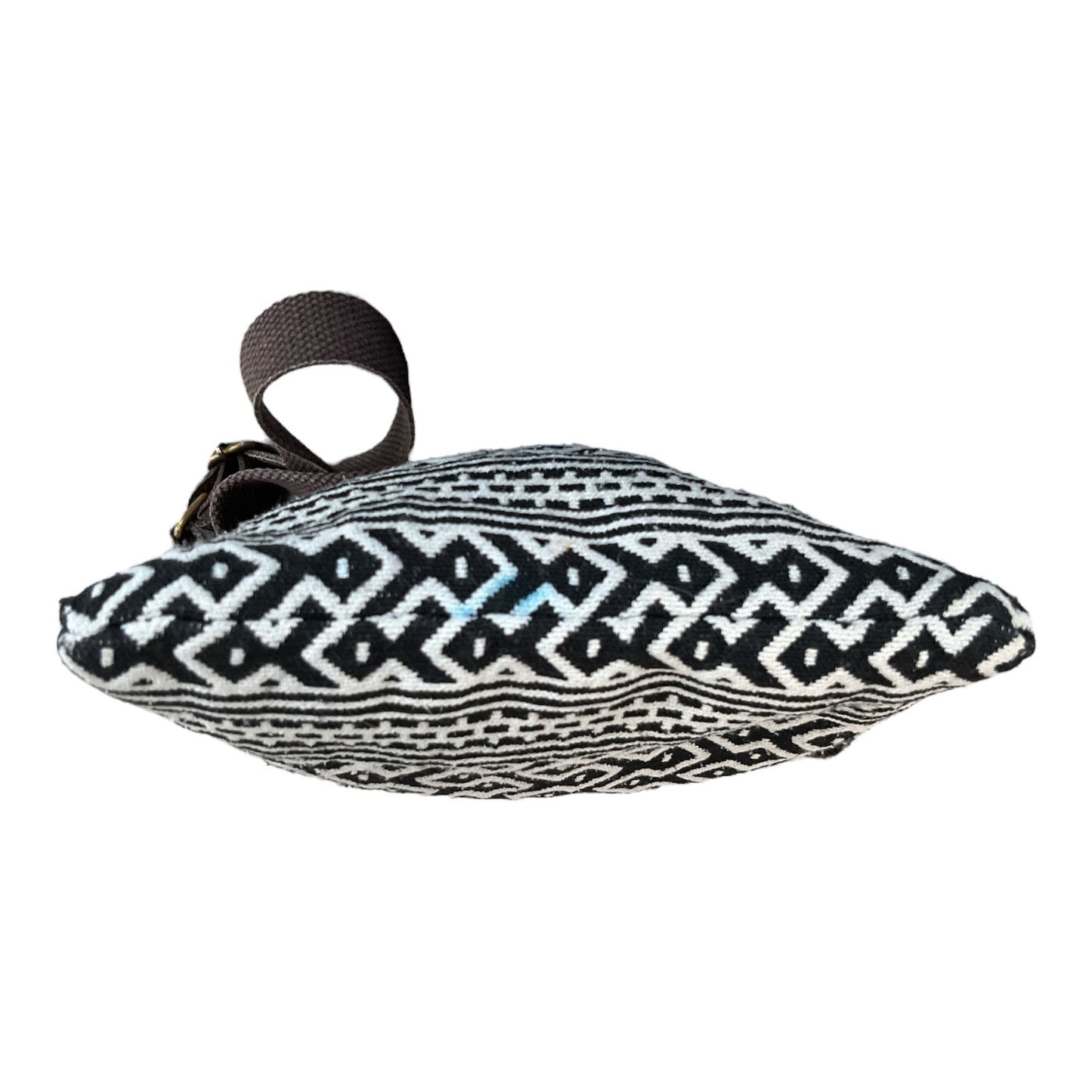Quagga Black & White Boho Crossbody Bag – Woven Tribal Pattern, 9"x9"