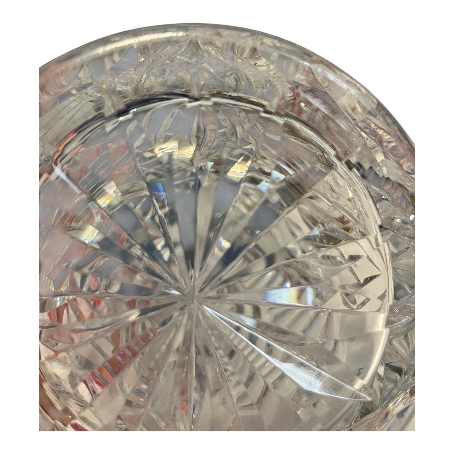 Signed Waterford Crystal Decanter – Starburst & Crosshatch Cut – Vintage Irish Crystal Barware – 12.5” with Stopper – 4” Base