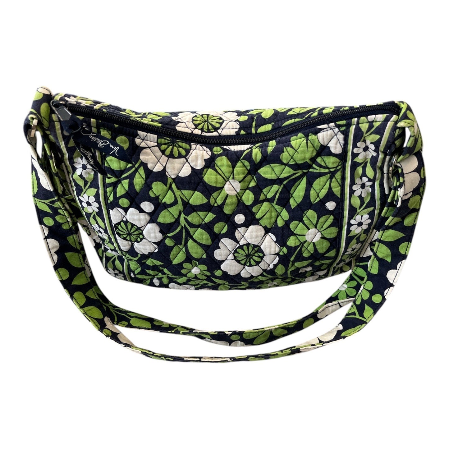 Vera Bradley Lime’s Up Quilted Shoulder Bag Green Navy Floral Cotton Handbag