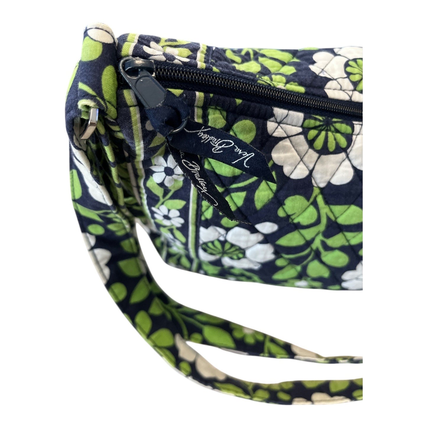 Vera Bradley Lime’s Up Quilted Shoulder Bag Green Navy Floral Cotton Handbag