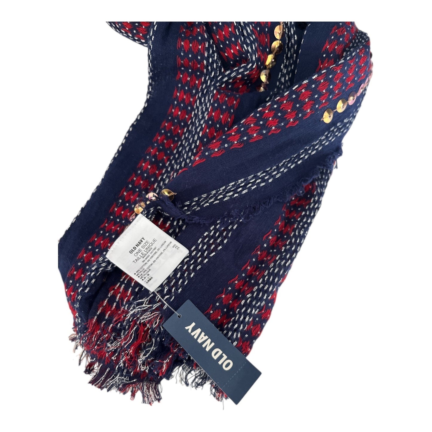 Old Navy Classic Embellished Navy Scarf – Sequins – One Size – NWT