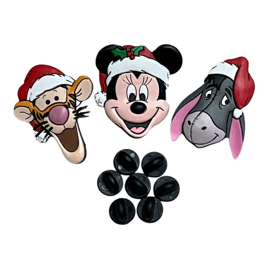 Rare Vintage Disney Christmas Rubber Pins Minnie Tigger Eeyore Retired Set of 3