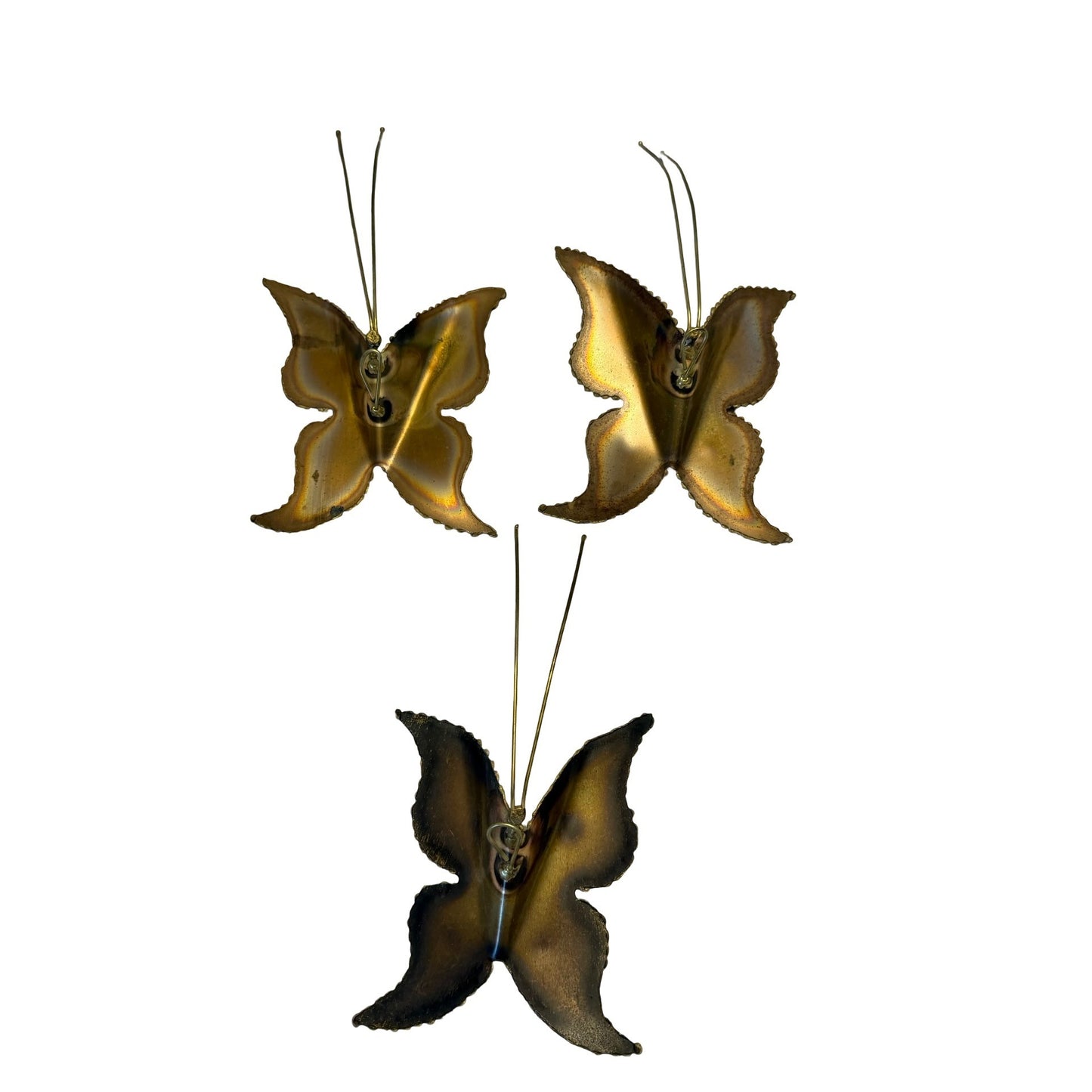 Lot of 3 Brass Butterfly Wall Decor Sculptures Metal Butterflies Mid Century Style