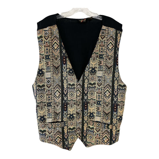 Vintage Thums Up for Him Men's Vest XL – Southwestern Tapestry Print, Cotton Rayon Blend, Made in India