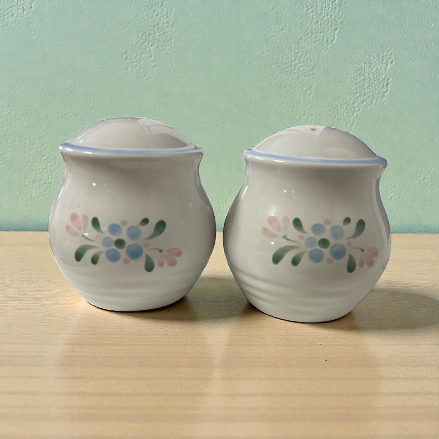 Vintage Fascina Japan Salt & Pepper Shaker Set Floral Ceramic