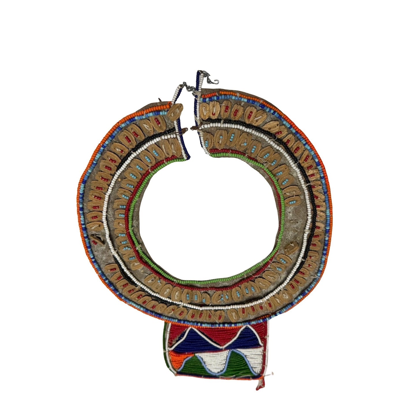 Vintage Pair African Maasai Style Beaded Leather Collar Necklaces Kenya Tribal Art As Is