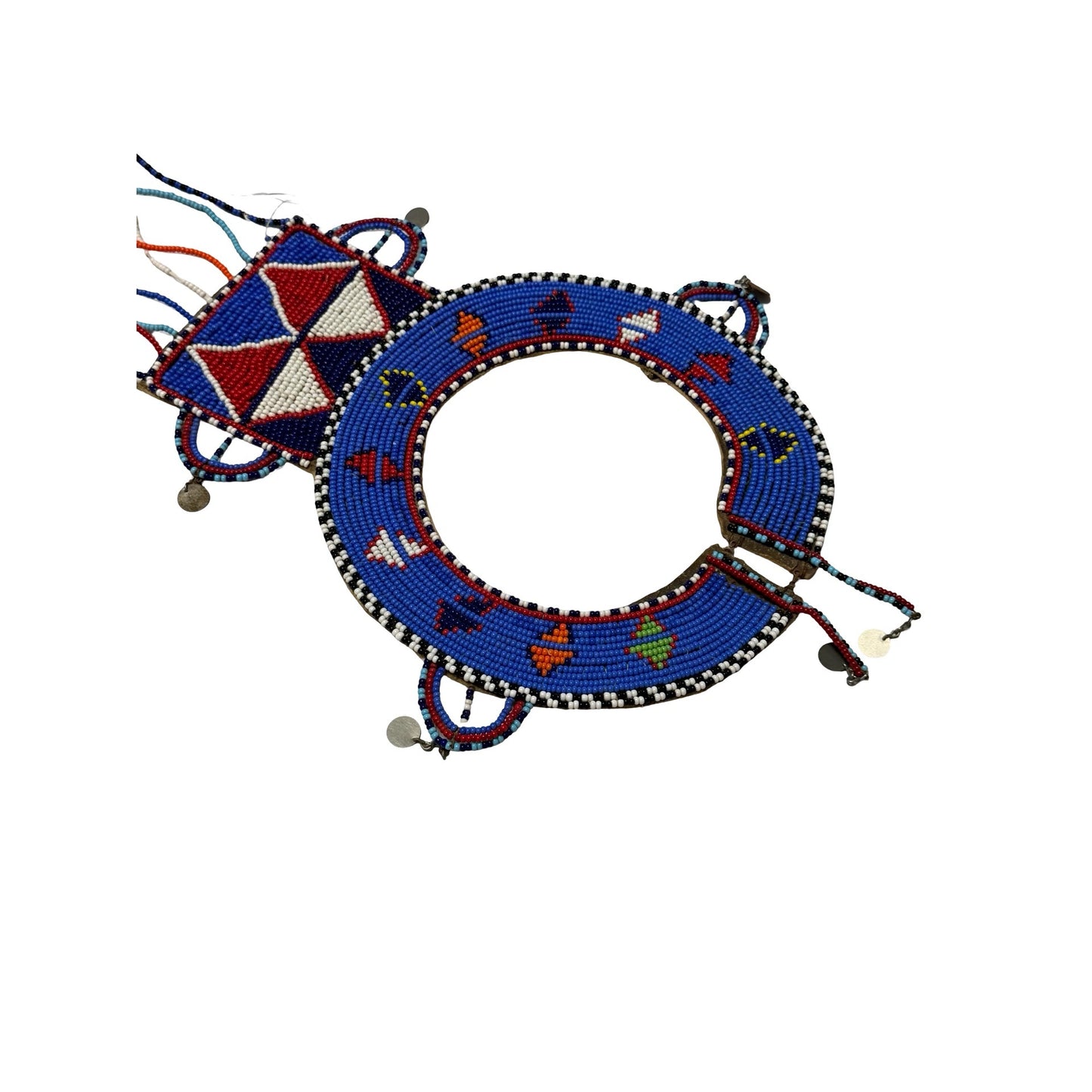 Vintage Pair African Maasai Style Beaded Leather Collar Necklaces Kenya Tribal Art As Is