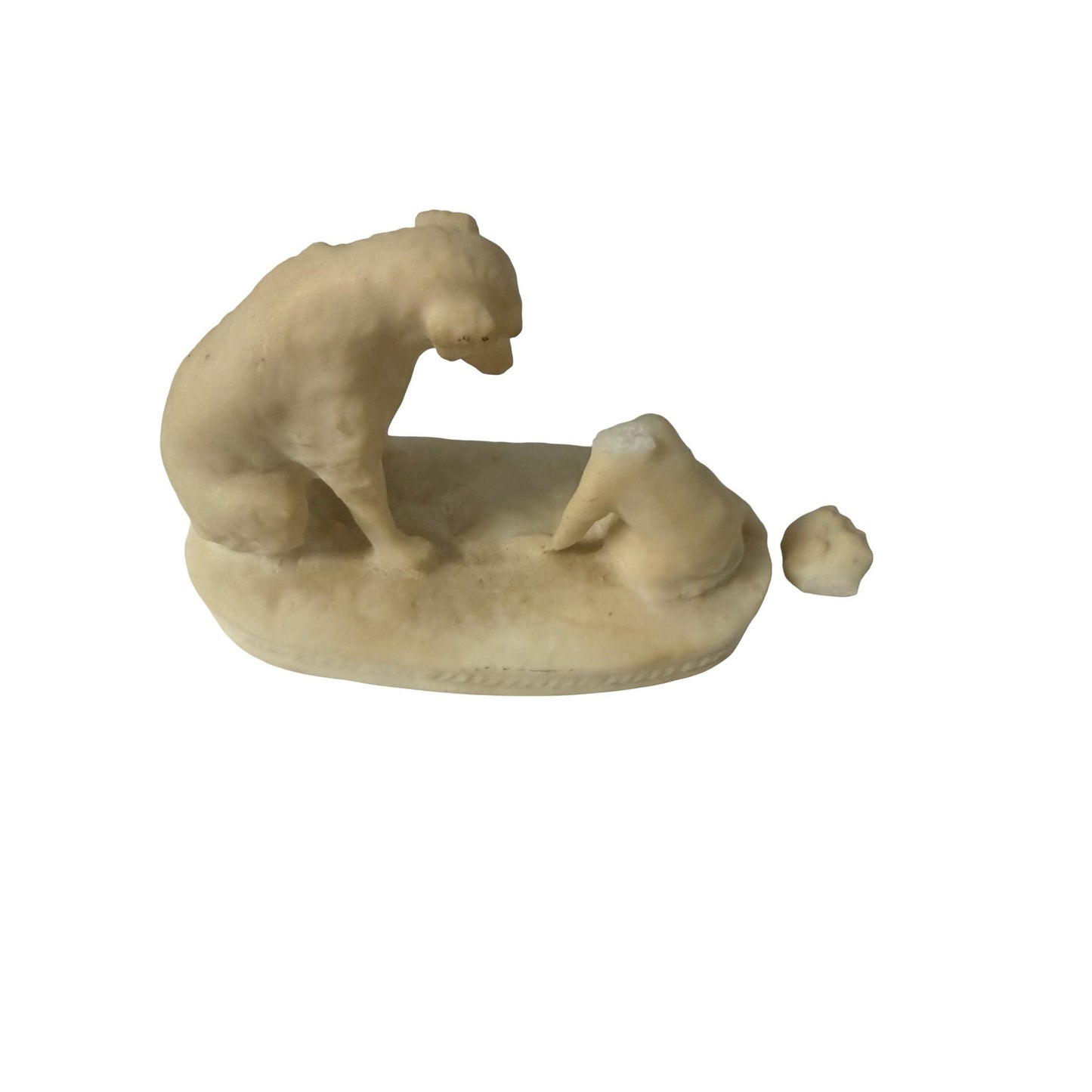 Vintage Alabaster Child & Dog Figurine Sculpture Hand Carved Stone Figure