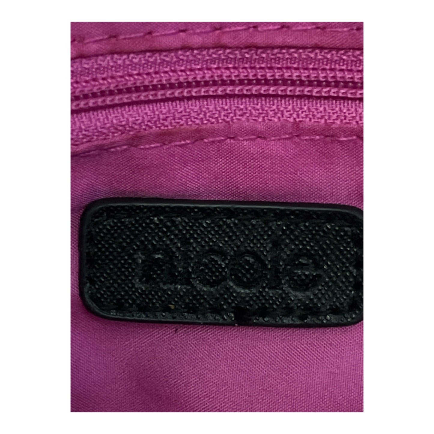 Nicole Miller Chevron Tote Bag | Black & White | Pink Lining | Gold Accents | 15x9x4" | 11" Drop | Mid-2010s