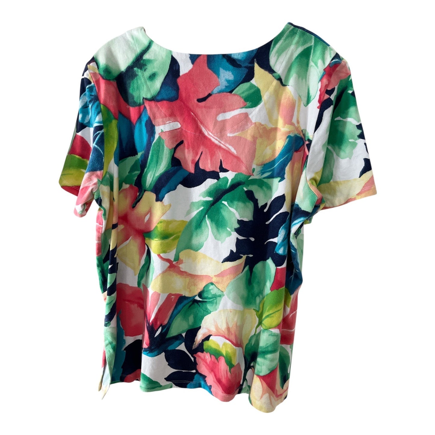Alfred Dunner Women’s L Floral Top – Rhinestone Embellished – Short Sleeve