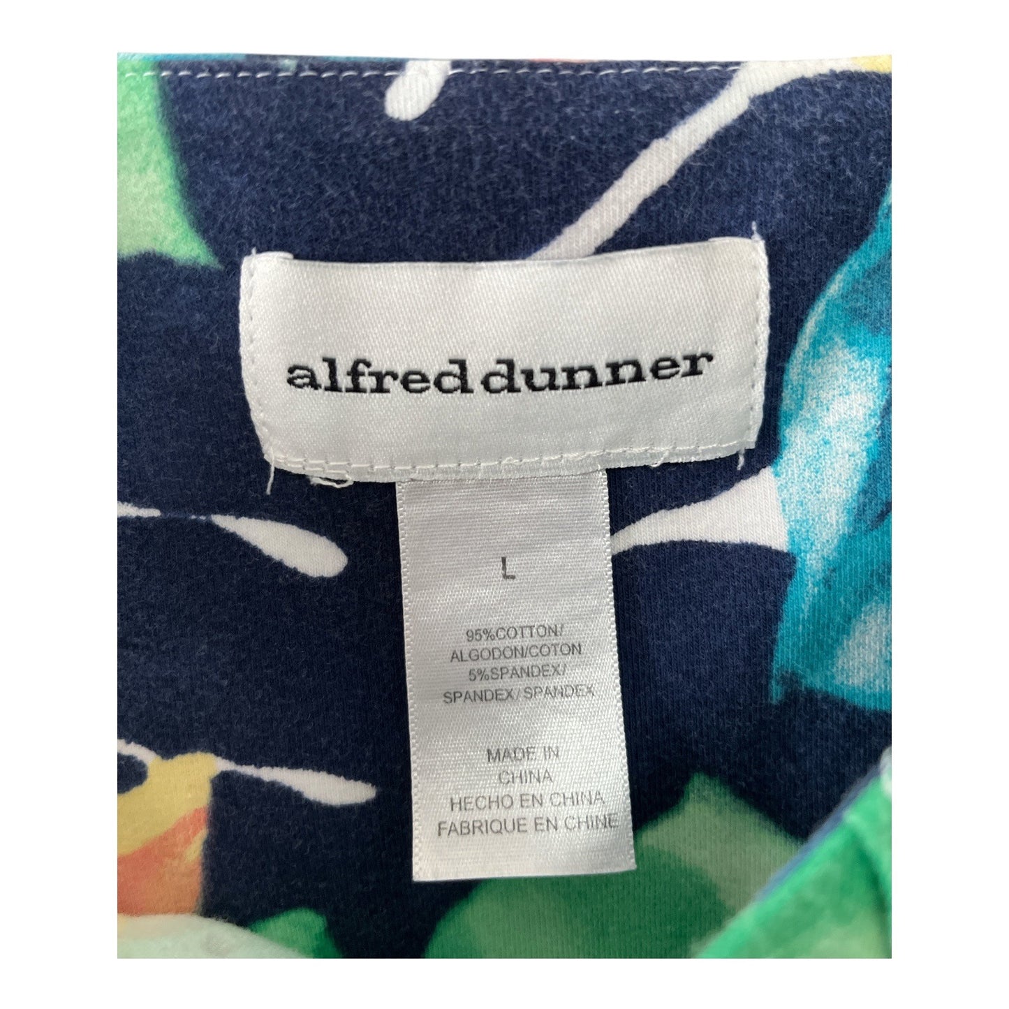 Alfred Dunner Women’s L Floral Top – Rhinestone Embellished – Short Sleeve
