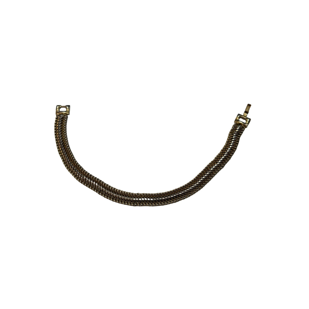 Vintage Gold Tone Double Curb Link Choker Necklace 15 Inch Wide Statement Chain