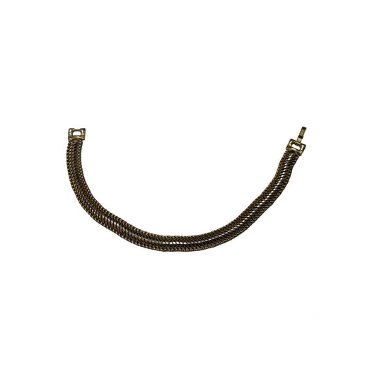 Vintage Gold Tone Double Curb Link Choker Necklace 15 Inch Wide Statement Chain