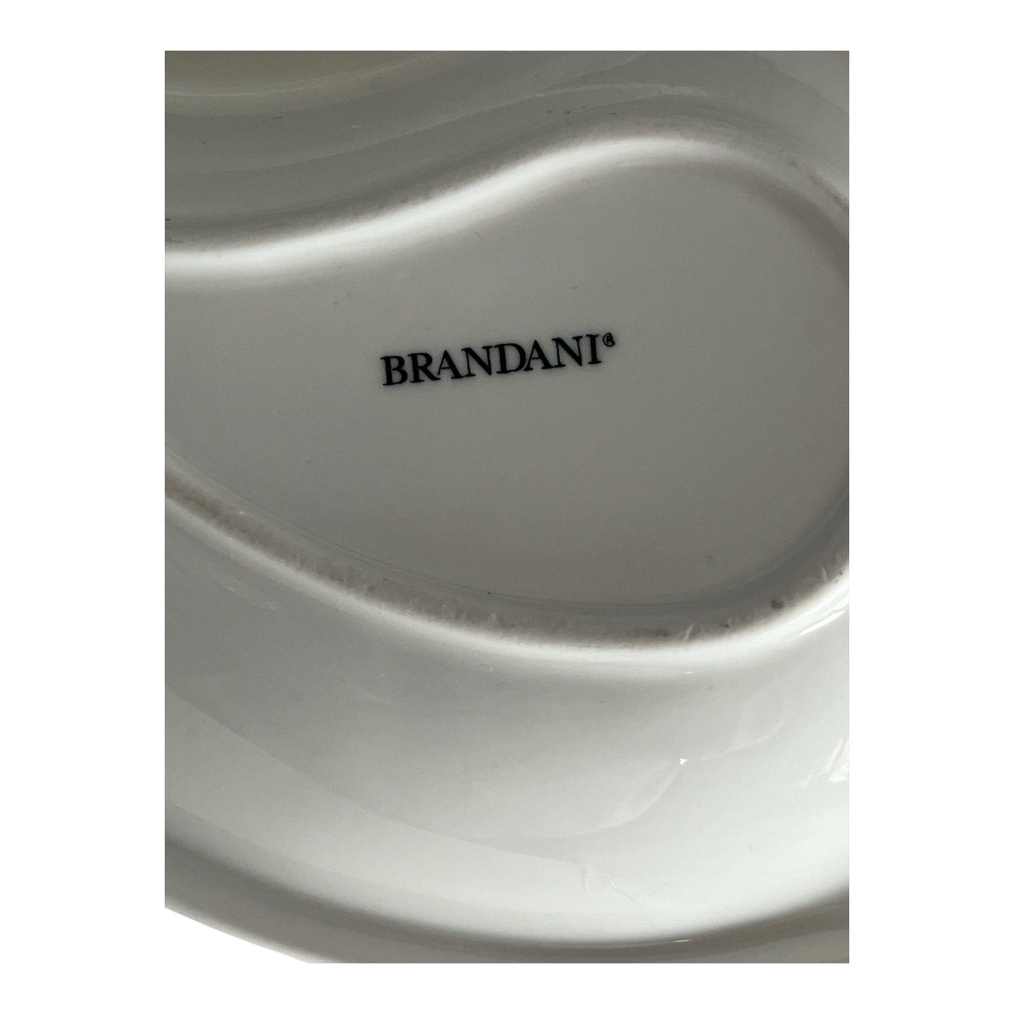 Brandani Divided Ceramic Serving Dish with Bamboo Handle 12 Inch