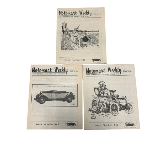 Motomart Weekly Issues #441-443 November 1961 Vintage Automotive Newsletter Set of 3