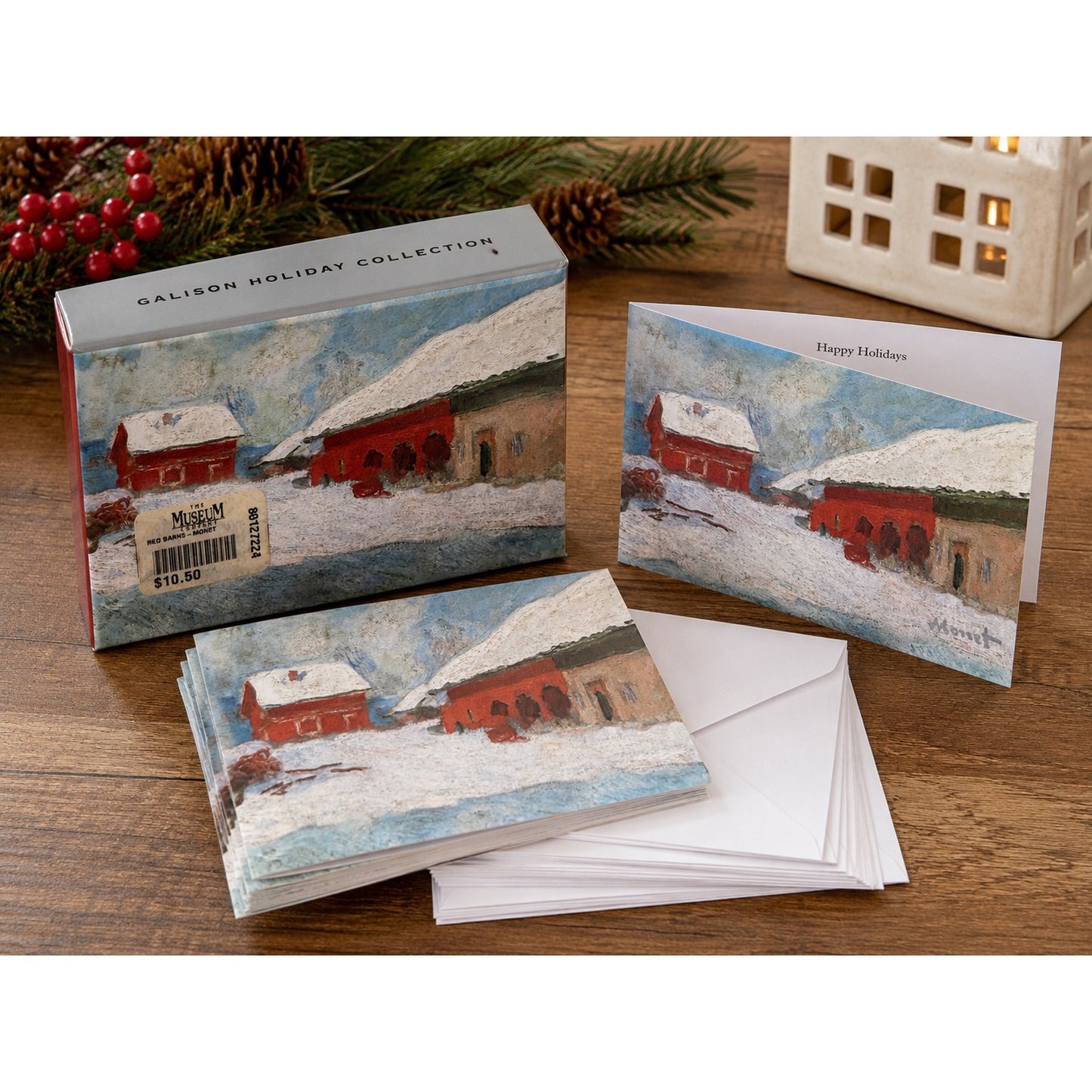 Vintage Galison Claude Monet Red Barns in Norway Holiday Cards Boxed Set 18 of 20