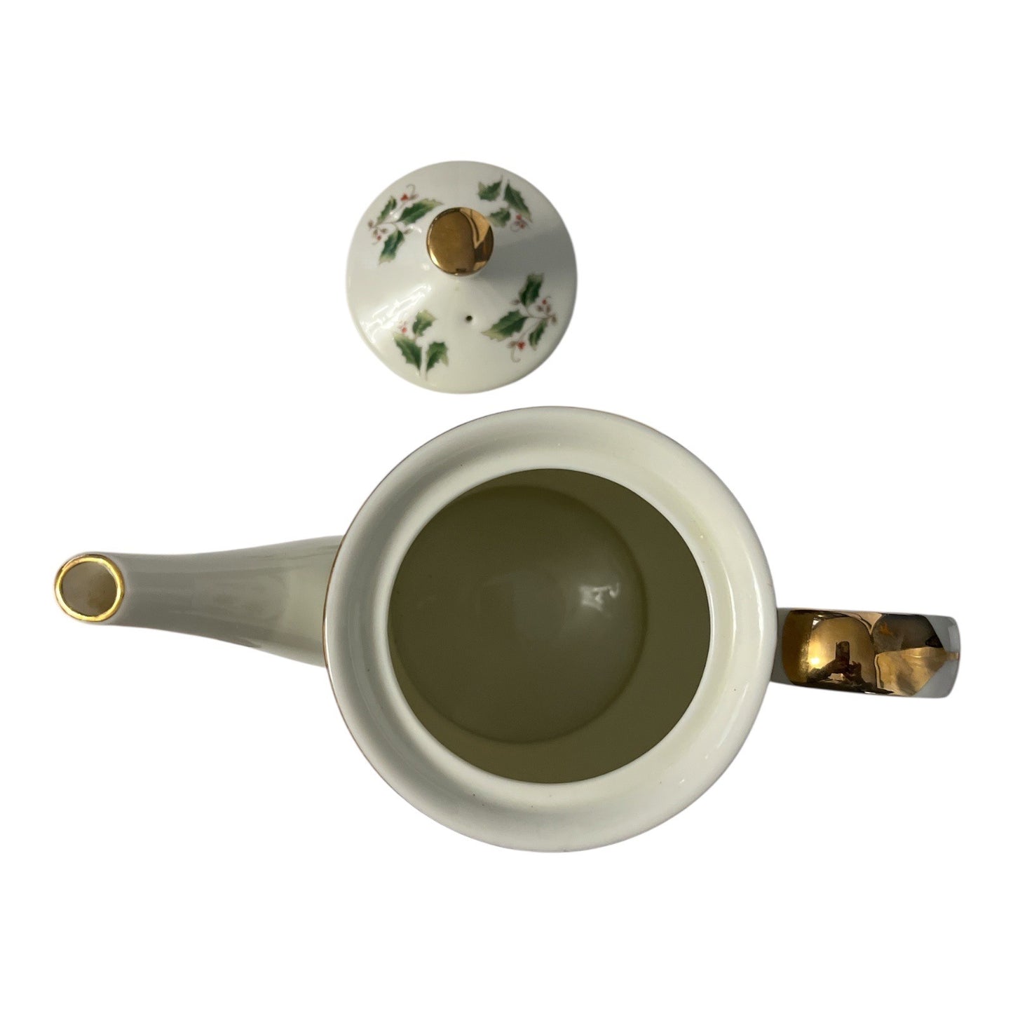 Royal Limited Holly Holiday Teapot Made in Japan Gold Trim Porcelain