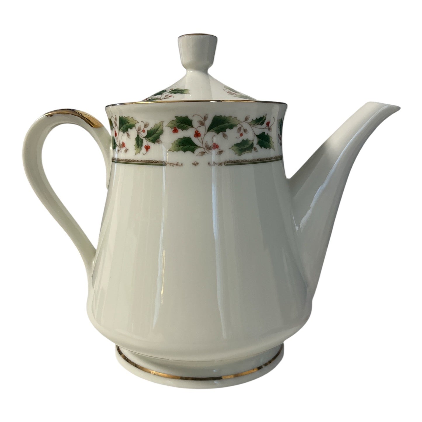 Royal Limited Holly Holiday Teapot Made in Japan Gold Trim Porcelain