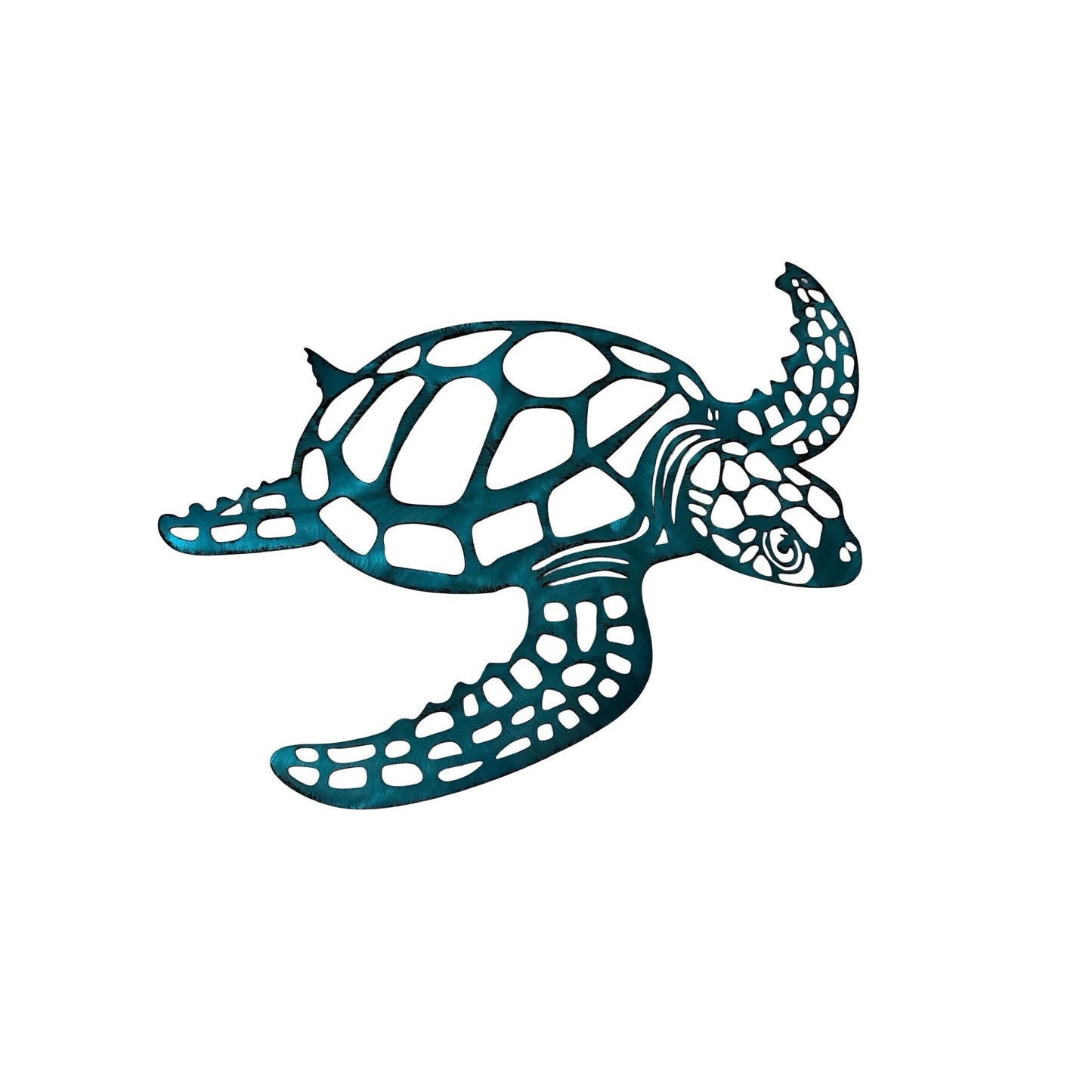 Metal Sea Turtle Wall Art Coastal Beach Nautical Decor Turquoise Blue Cutout 17x10