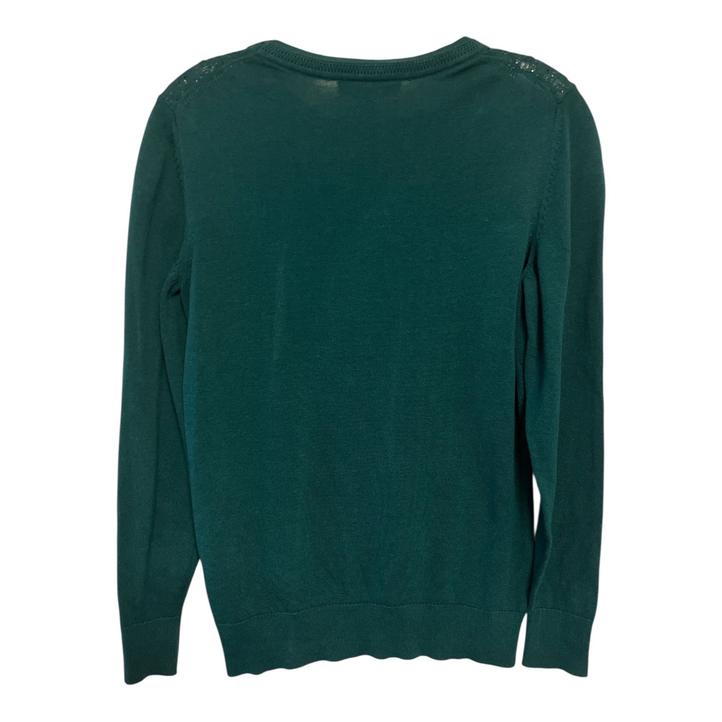 Y2K Banana Republic Green Knit Sweater Lattice Neckline Women's Medium