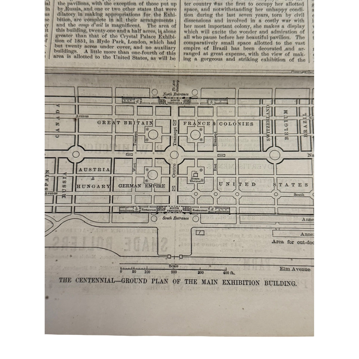 Antique 1876 Harper’s Weekly Richard Wagner Portrait Centennial Exposition Floor Plan