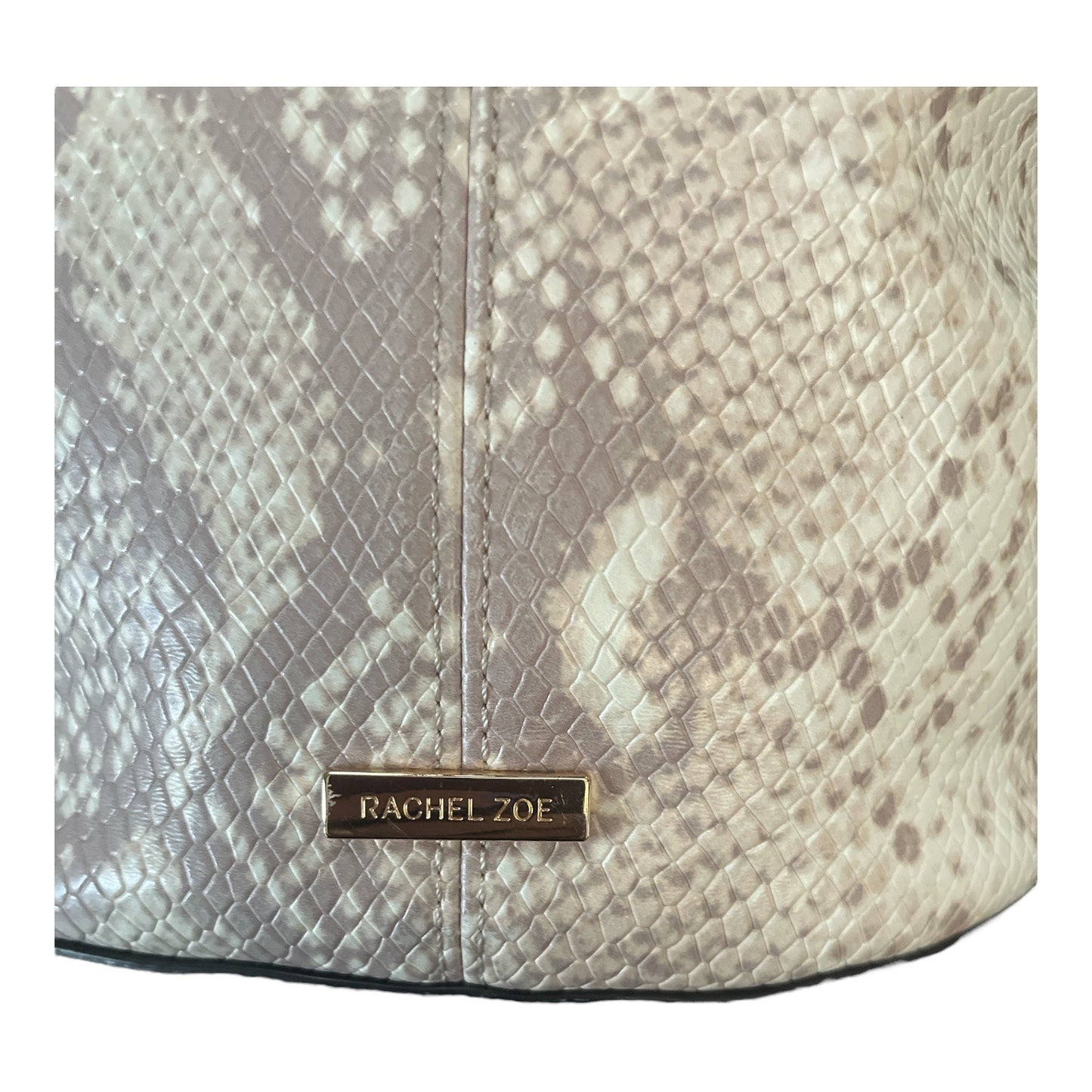 Rachel Zoe Snakeskin Embossed Crossbody Bag Beige Gold Tone Hardware