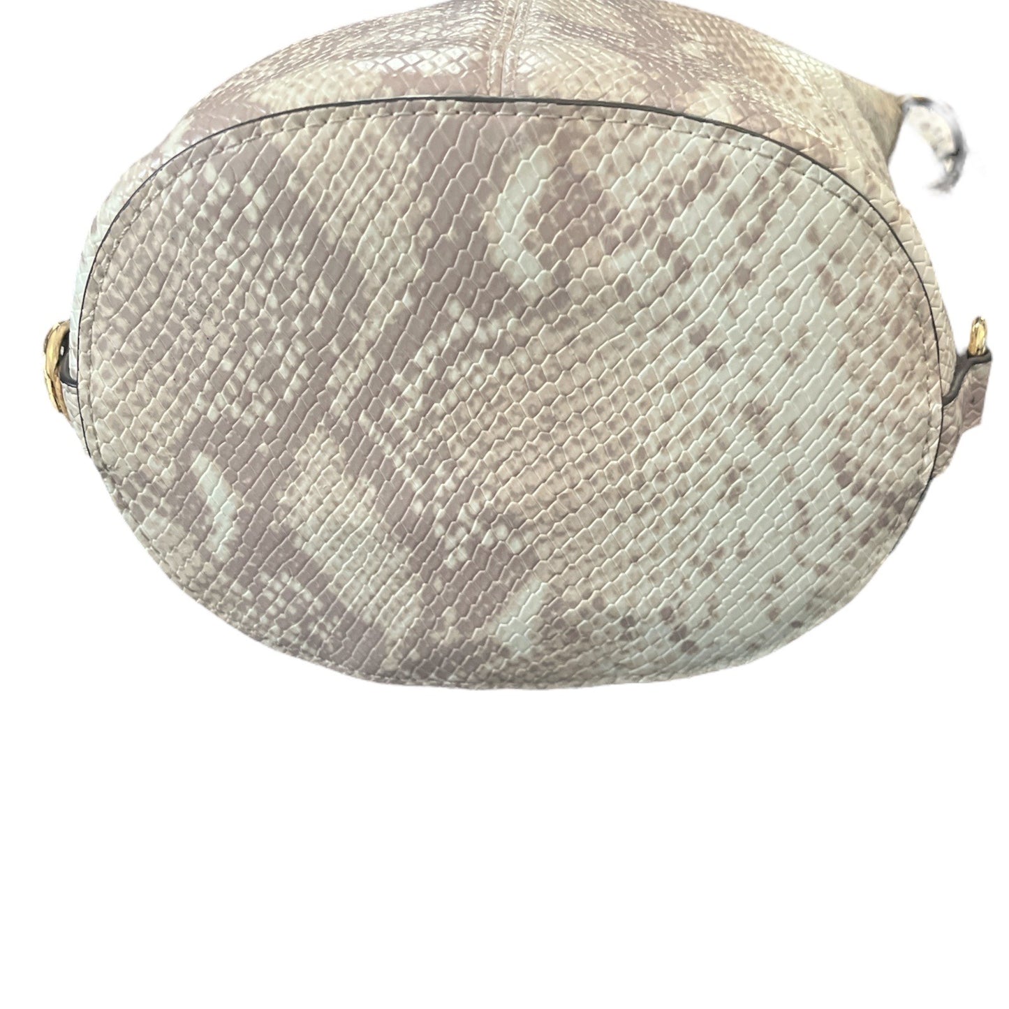 Rachel Zoe Snakeskin Embossed Crossbody Bag Beige Gold Tone Hardware