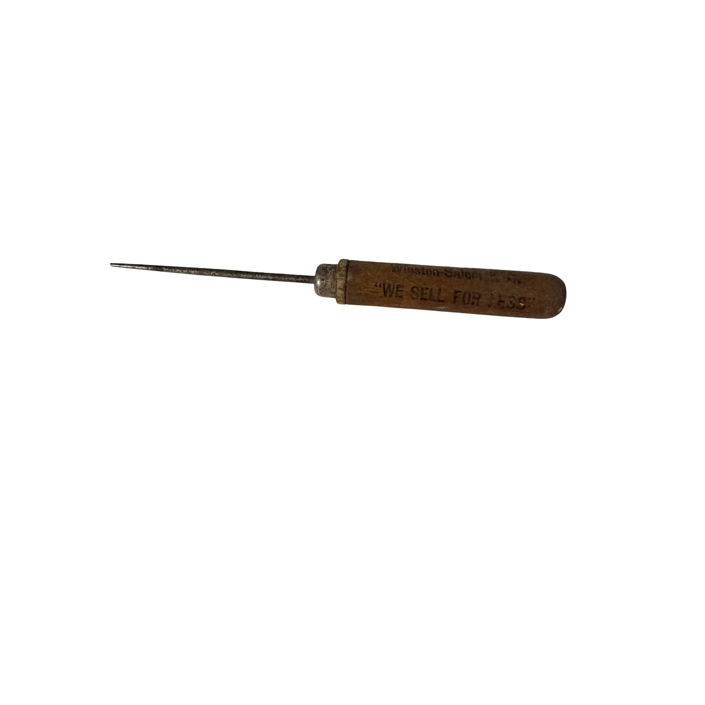Vintage R.E. Quinn & Co Winston-Salem NC Advertising Ice Pick Awl Wood Handle Tool