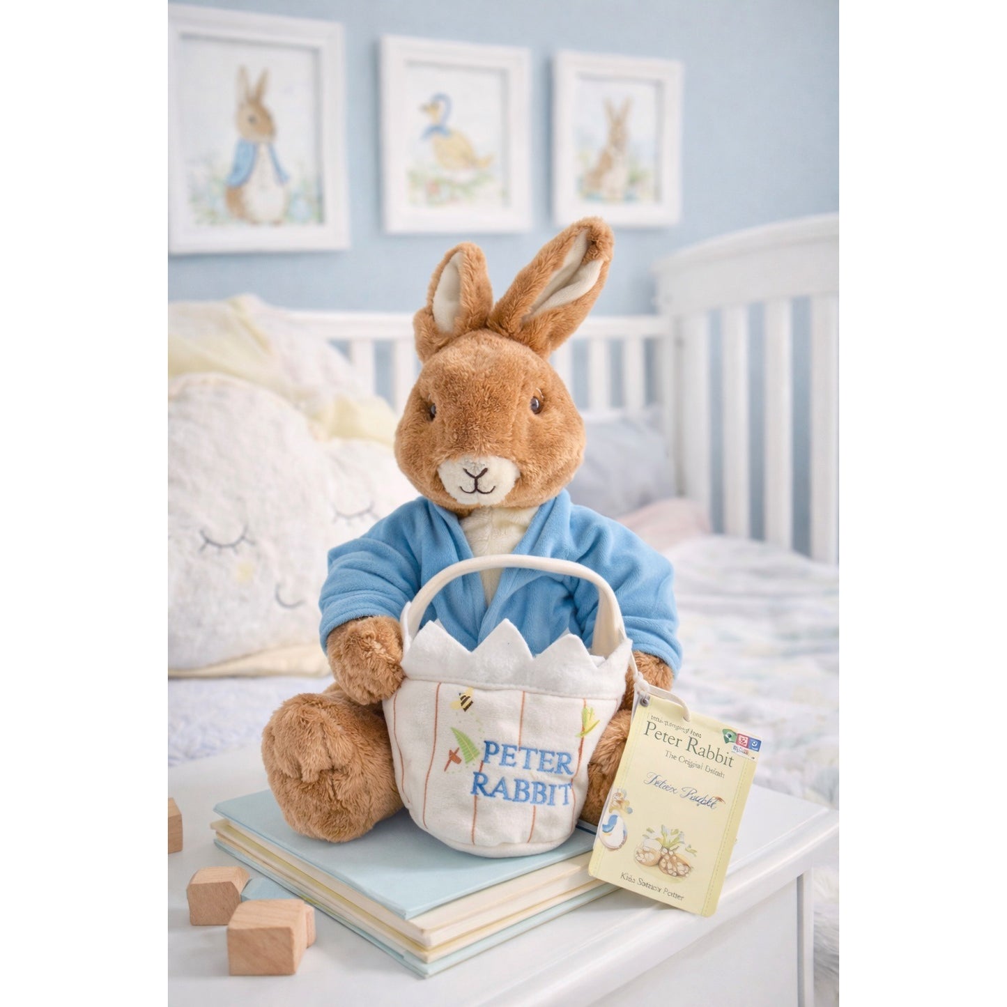 Peter Rabbit Plush with Basket Kids Preferred 2008 Beatrix Potter Stuffed Bunny