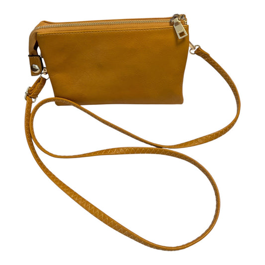Jen & Co. Mustard Yellow Faux Leather Crossbody Wristlet Bag | Dual Zip | Gold Hardware