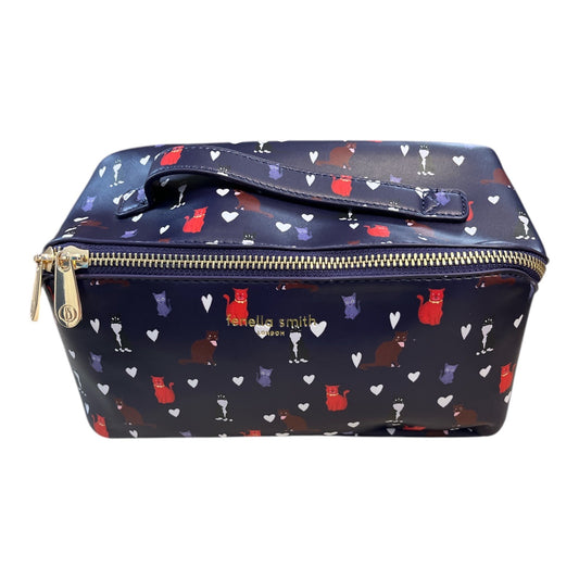 Fenella Smith London Cat Print Cosmetic Makeup Bag Navy Zip Pouch New